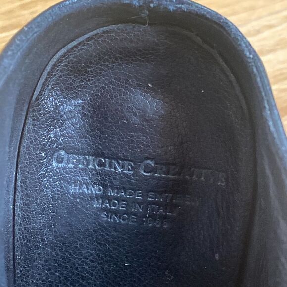 OFFICINE Creative sz 36 black leather open toe heels handmade Italy since 1856 - Picture 5 of 8